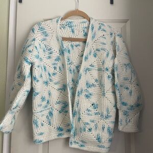Vintage Hand Made Crochet Granny Square Sweater